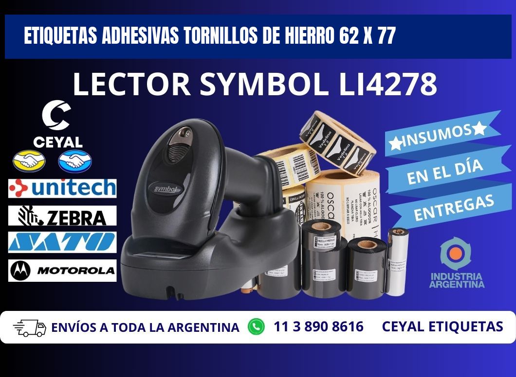 ETIQUETAS ADHESIVAS TORNILLOS DE HIERRO 62 x 77