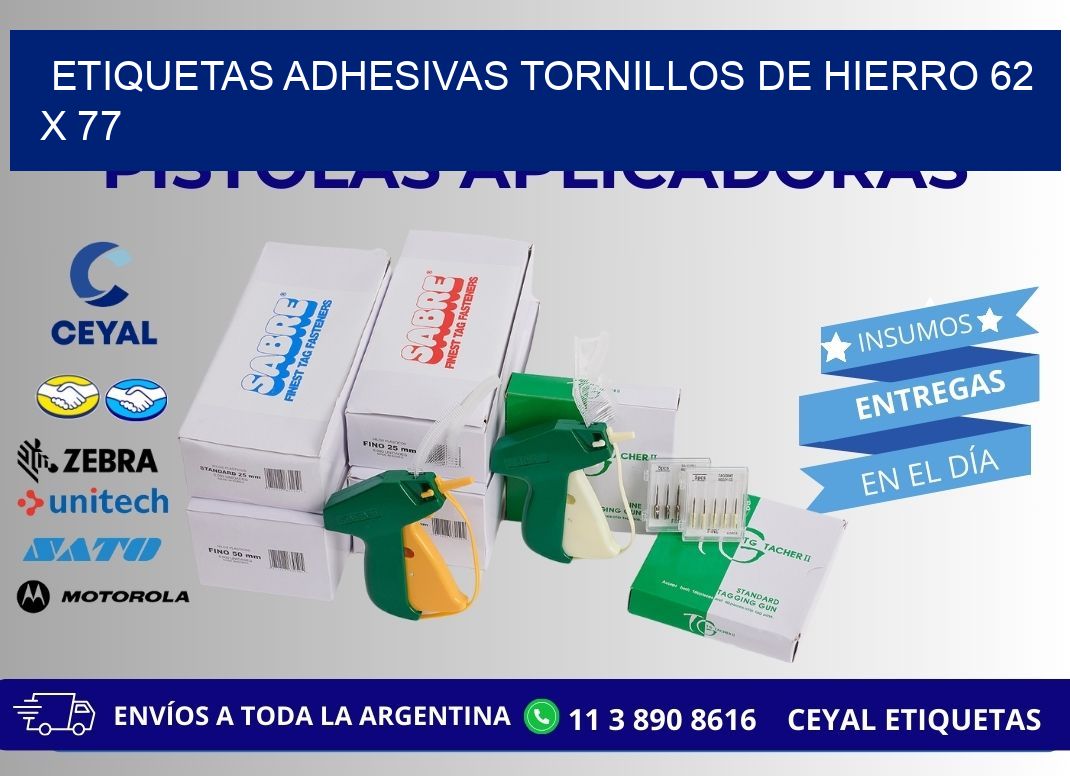 ETIQUETAS ADHESIVAS TORNILLOS DE HIERRO 62 x 77