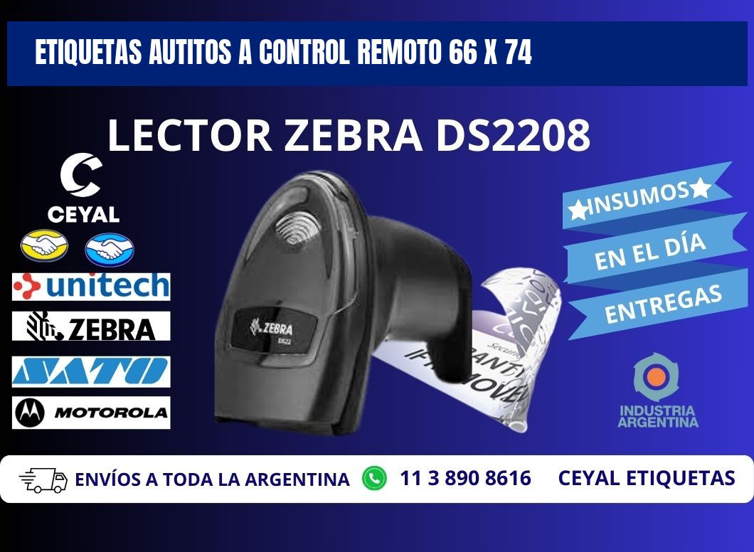 ETIQUETAS AUTITOS A CONTROL REMOTO 66 x 74