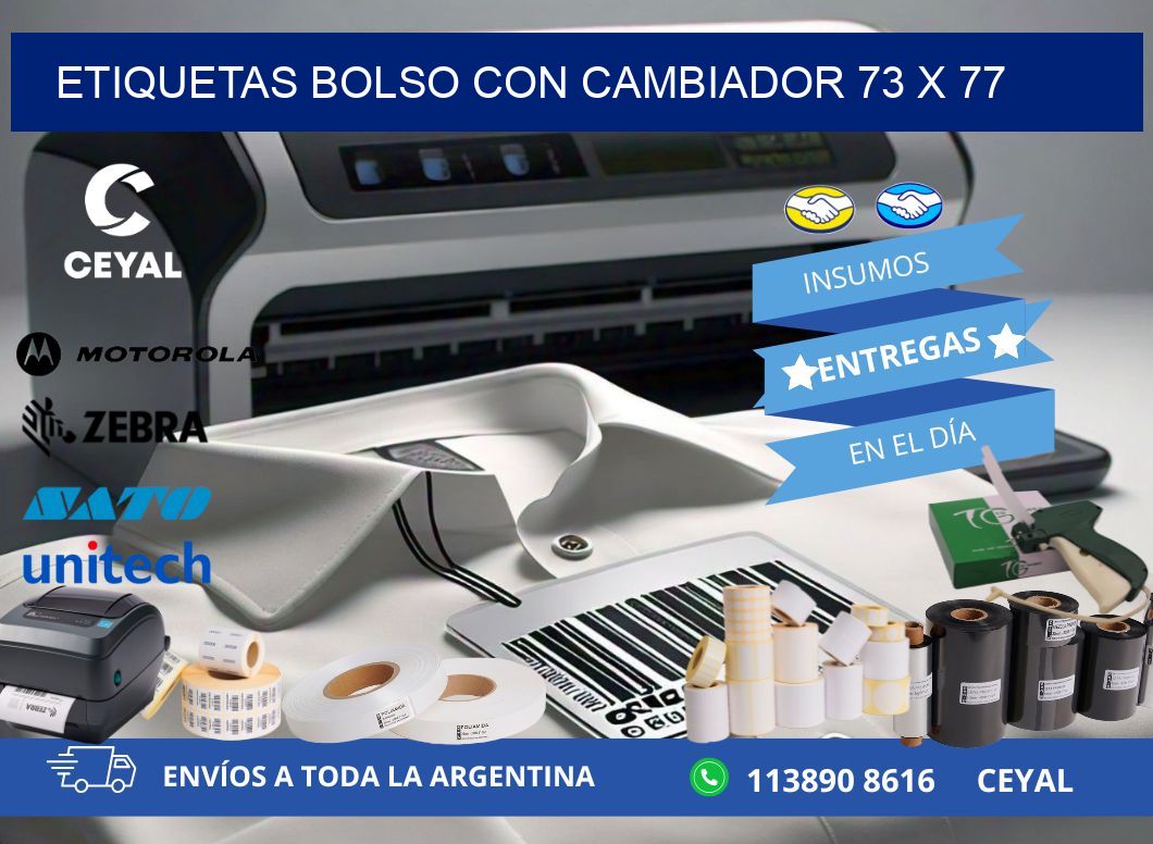 ETIQUETAS BOLSO CON CAMBIADOR 73 x 77