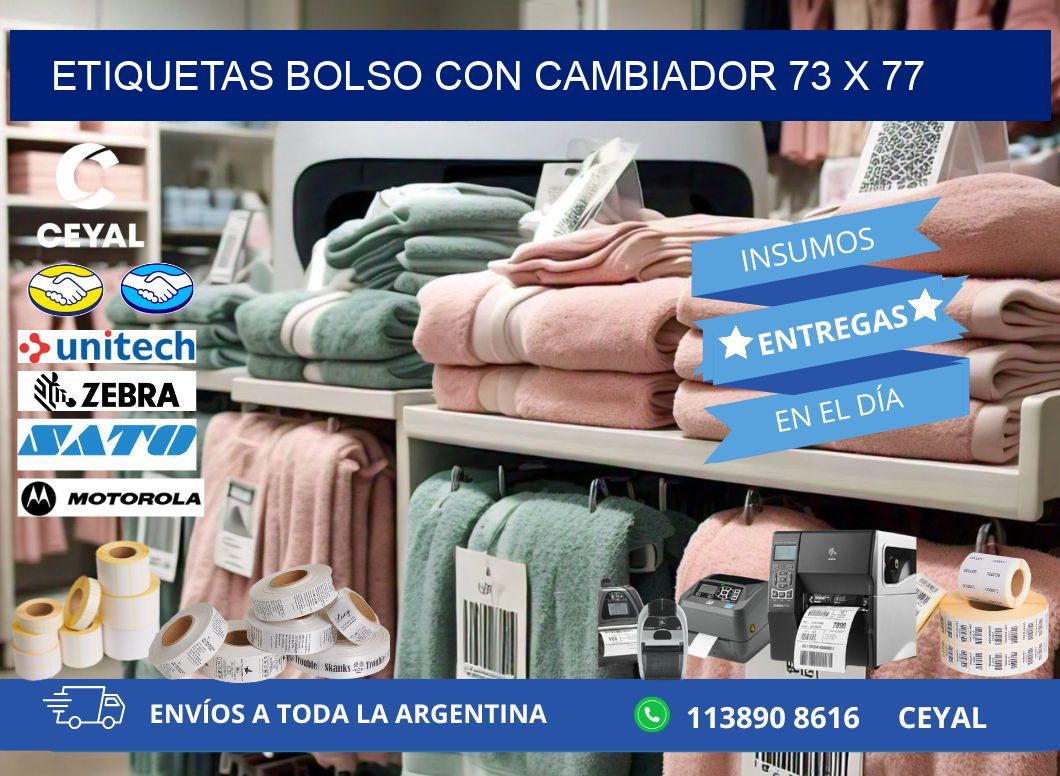 ETIQUETAS BOLSO CON CAMBIADOR 73 x 77