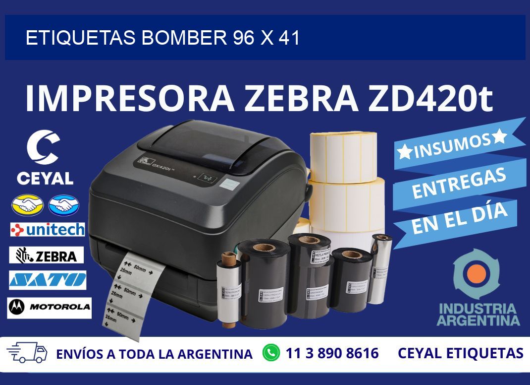 ETIQUETAS BOMBER 96 x 41