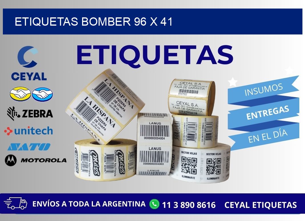ETIQUETAS BOMBER 96 x 41