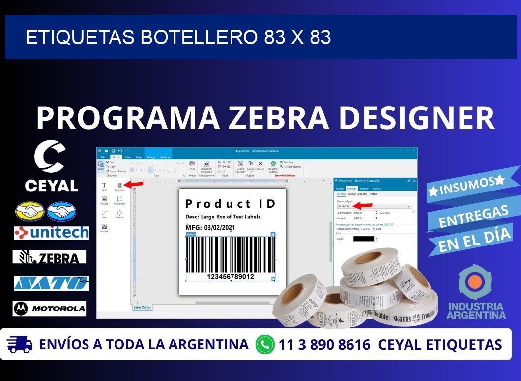 ETIQUETAS BOTELLERO 83 x 83