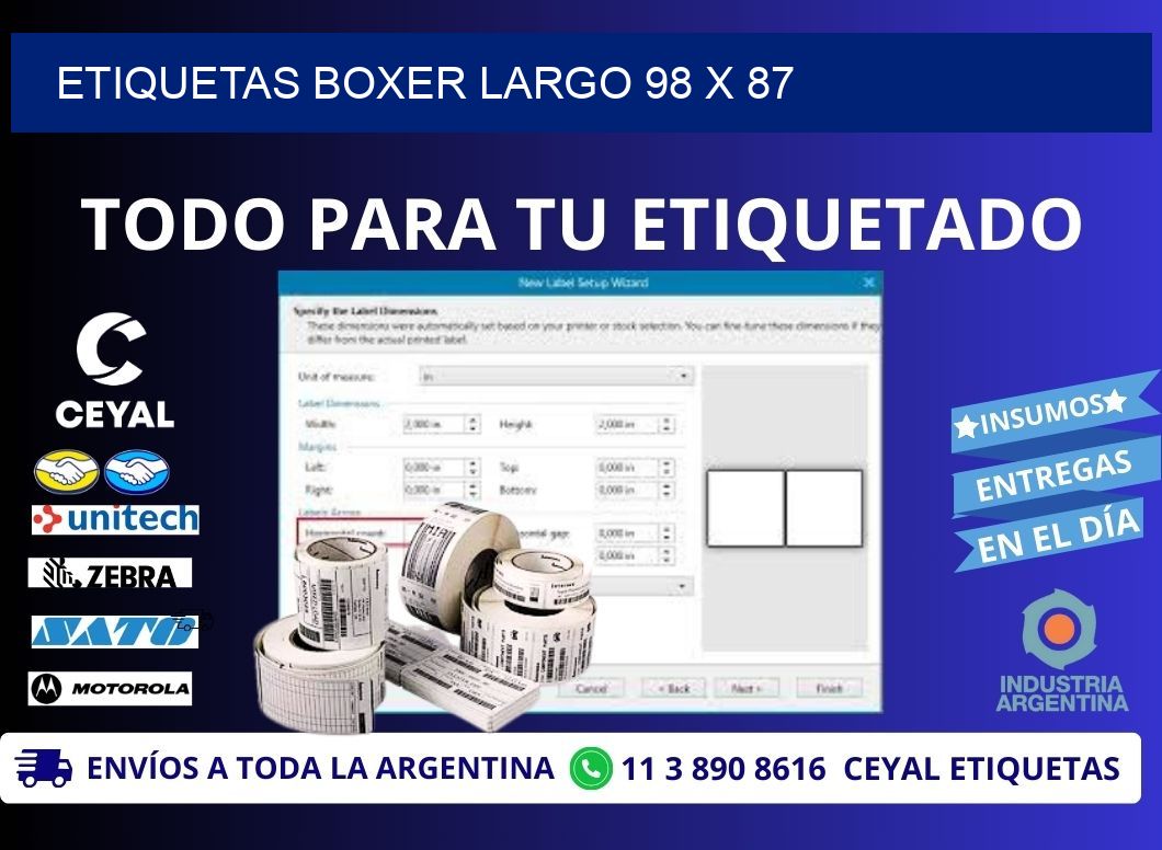 ETIQUETAS BOXER LARGO 98 x 87
