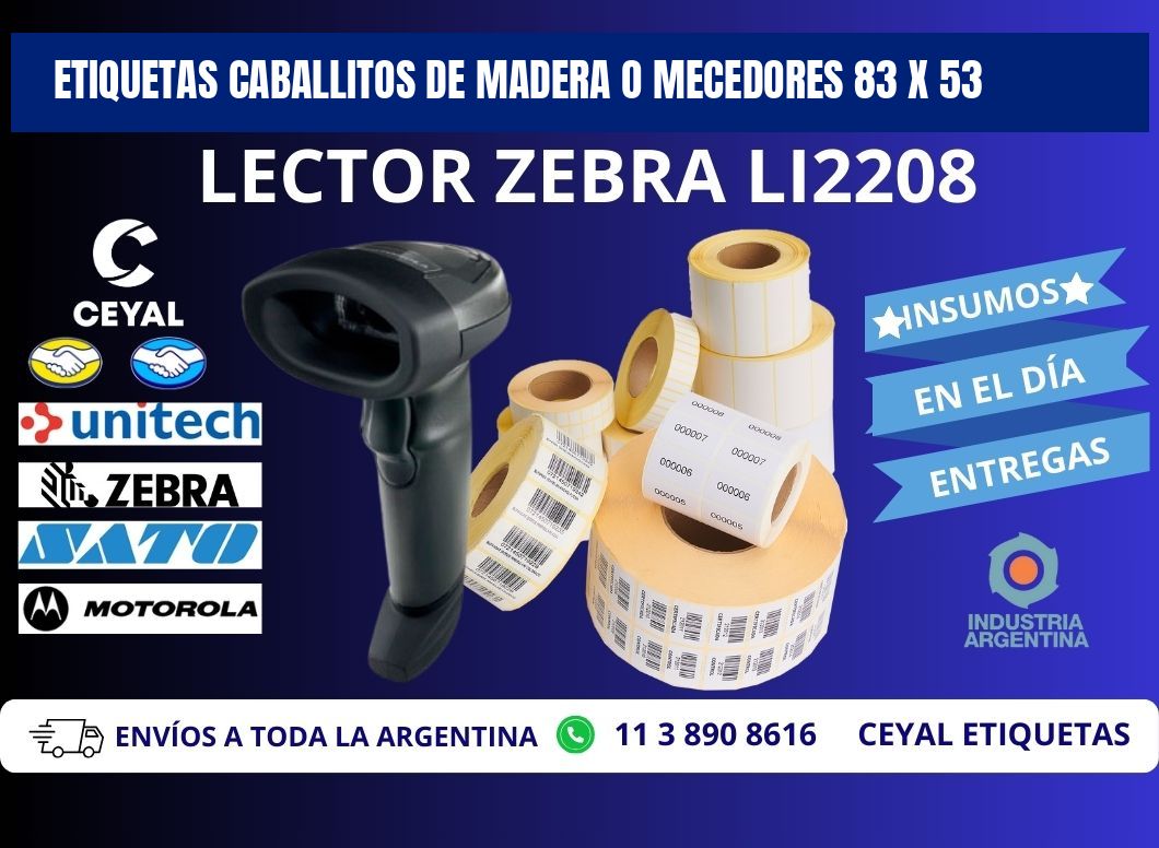 ETIQUETAS CABALLITOS DE MADERA O MECEDORES 83 x 53