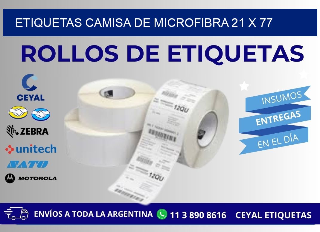 ETIQUETAS CAMISA DE MICROFIBRA 21 x 77