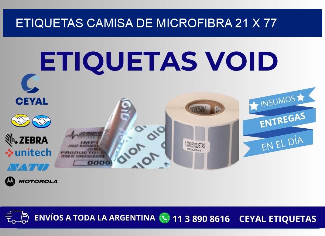 ETIQUETAS CAMISA DE MICROFIBRA 21 x 77