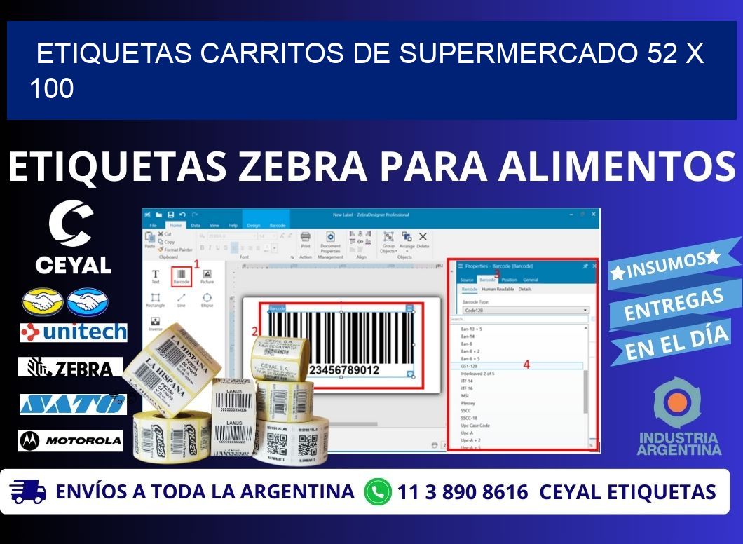 ETIQUETAS CARRITOS DE SUPERMERCADO 52 x 100