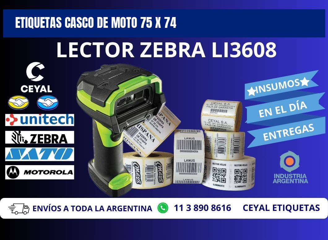 ETIQUETAS CASCO DE MOTO 75 x 74