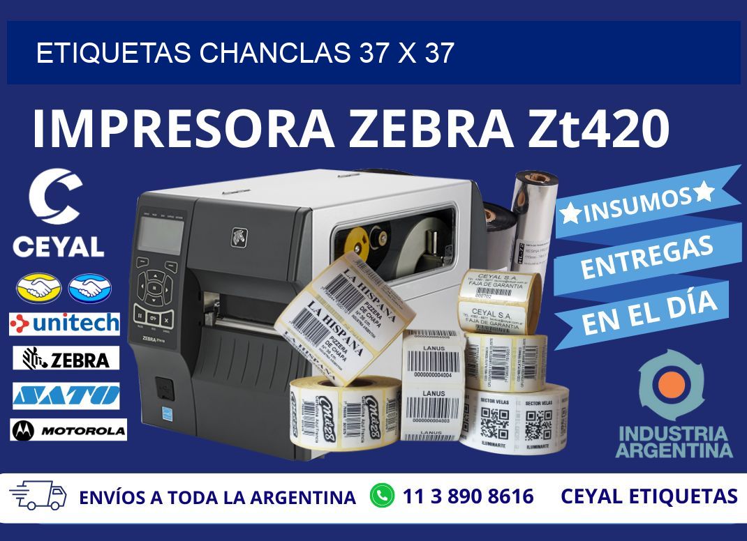 ETIQUETAS CHANCLAS 37 x 37