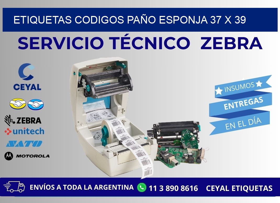 ETIQUETAS CODIGOS PAÑO ESPONJA 37 x 39