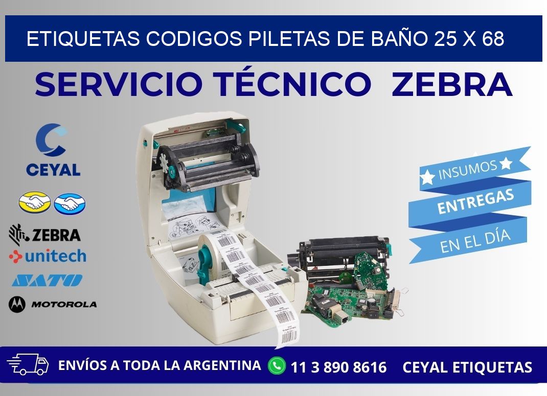 ETIQUETAS CODIGOS PILETAS DE BAÑO 25 x 68