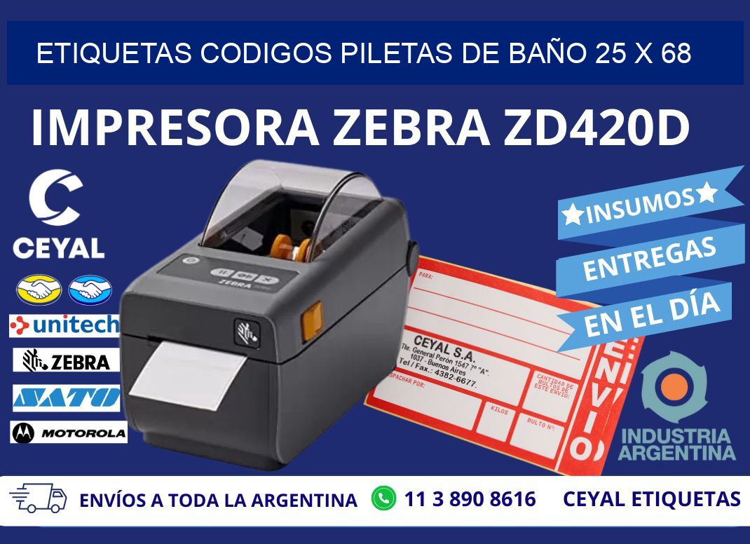 ETIQUETAS CODIGOS PILETAS DE BAÑO 25 x 68