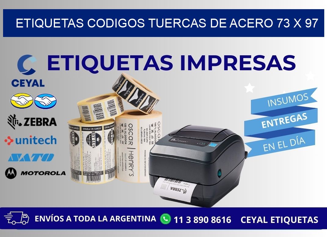 ETIQUETAS CODIGOS TUERCAS DE ACERO 73 x 97