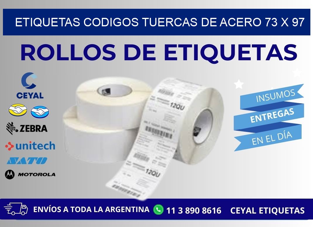 ETIQUETAS CODIGOS TUERCAS DE ACERO 73 x 97