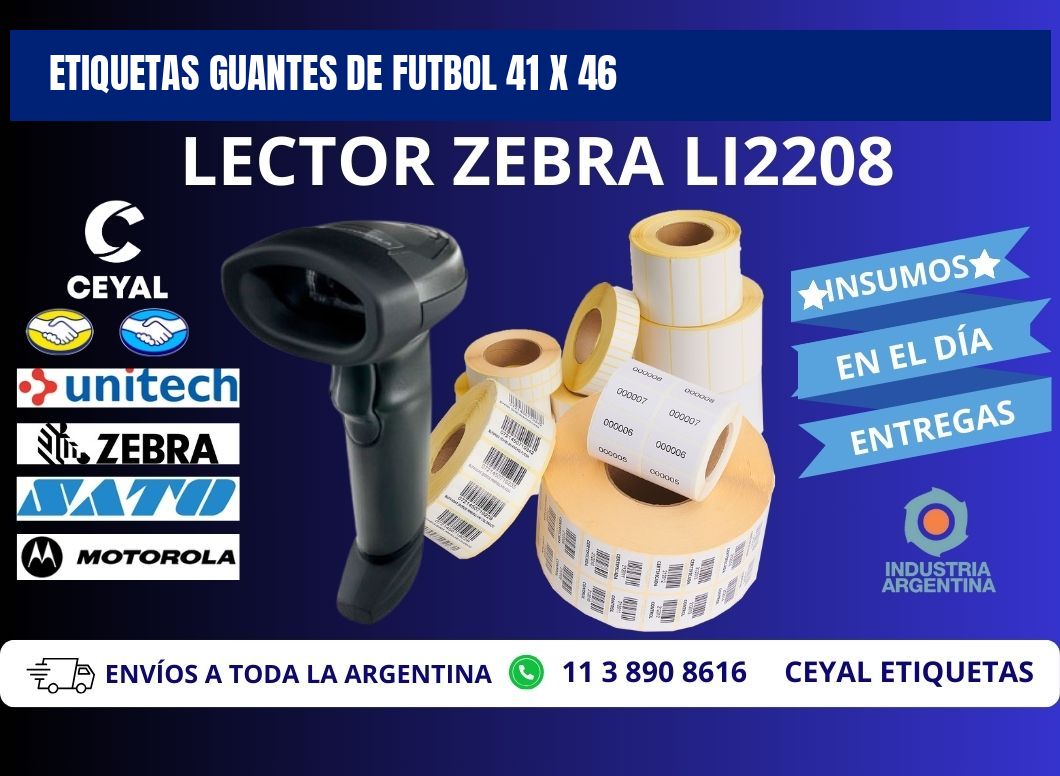 ETIQUETAS GUANTES DE FUTBOL 41 x 46