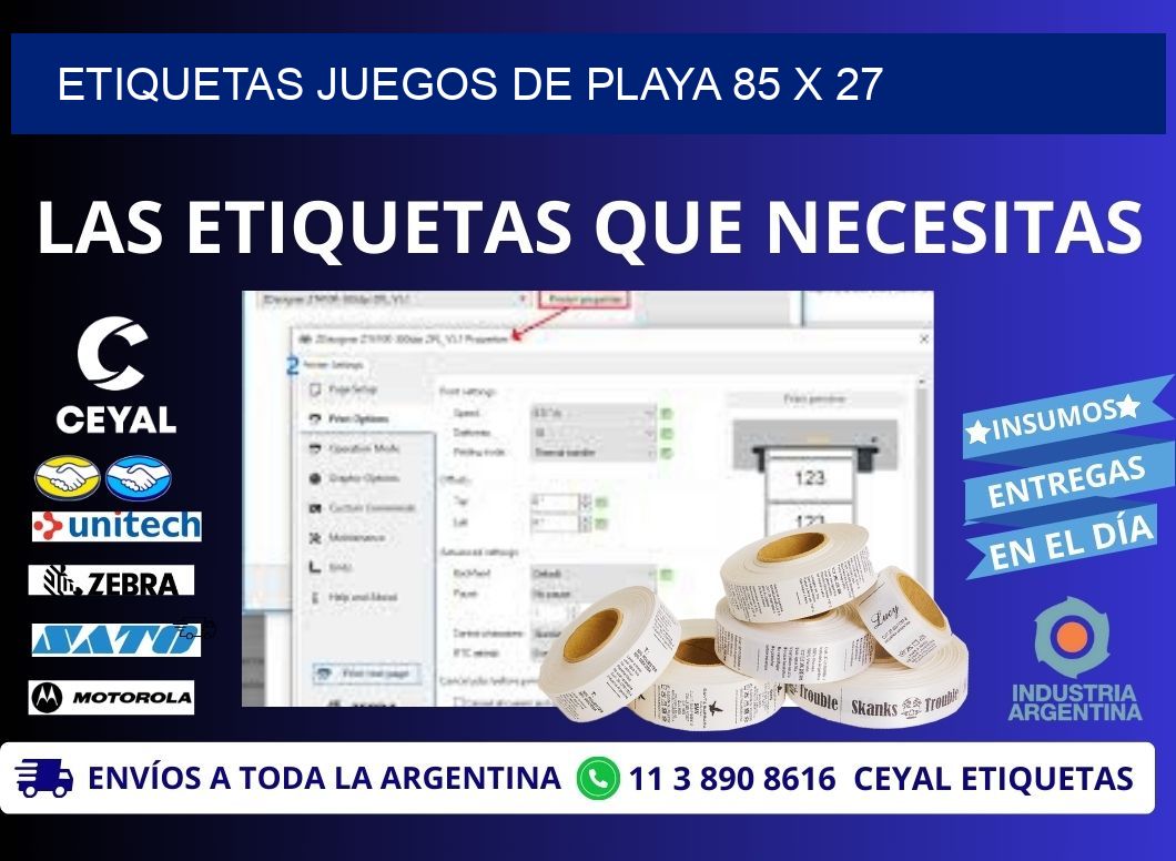 ETIQUETAS JUEGOS DE PLAYA 85 x 27