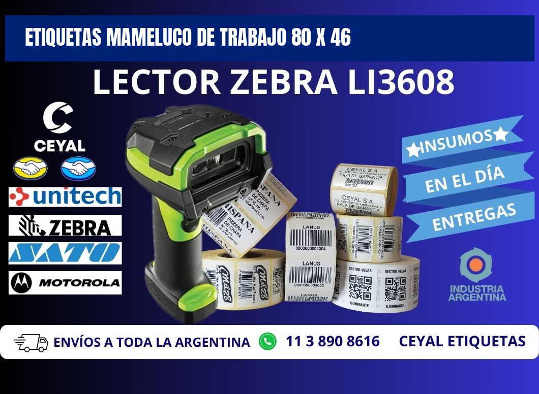 ETIQUETAS MAMELUCO DE TRABAJO 80 x 46