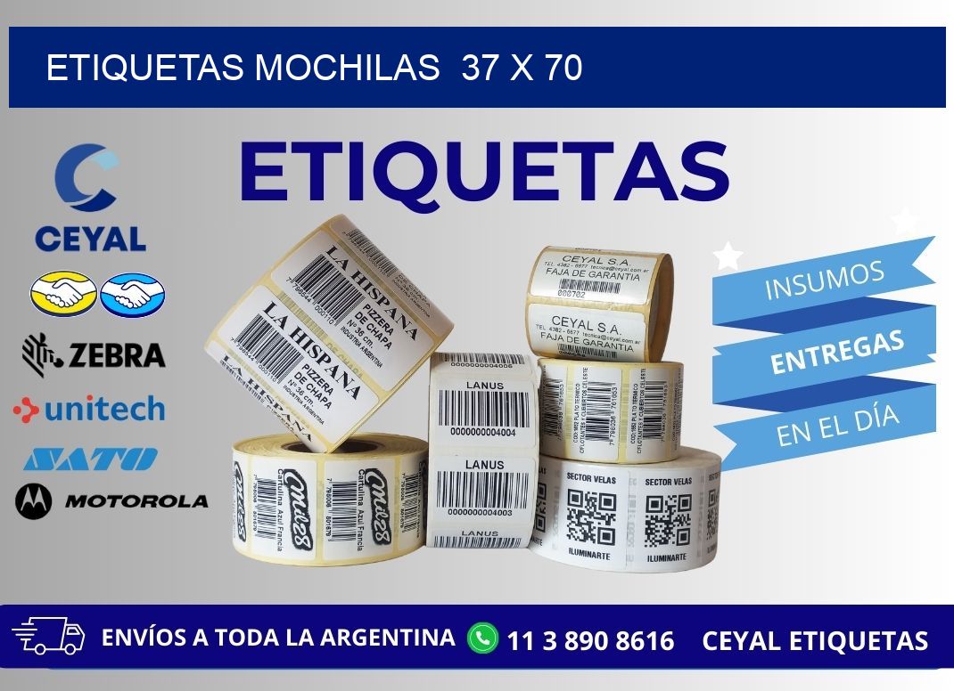 ETIQUETAS MOCHILAS  37 x 70