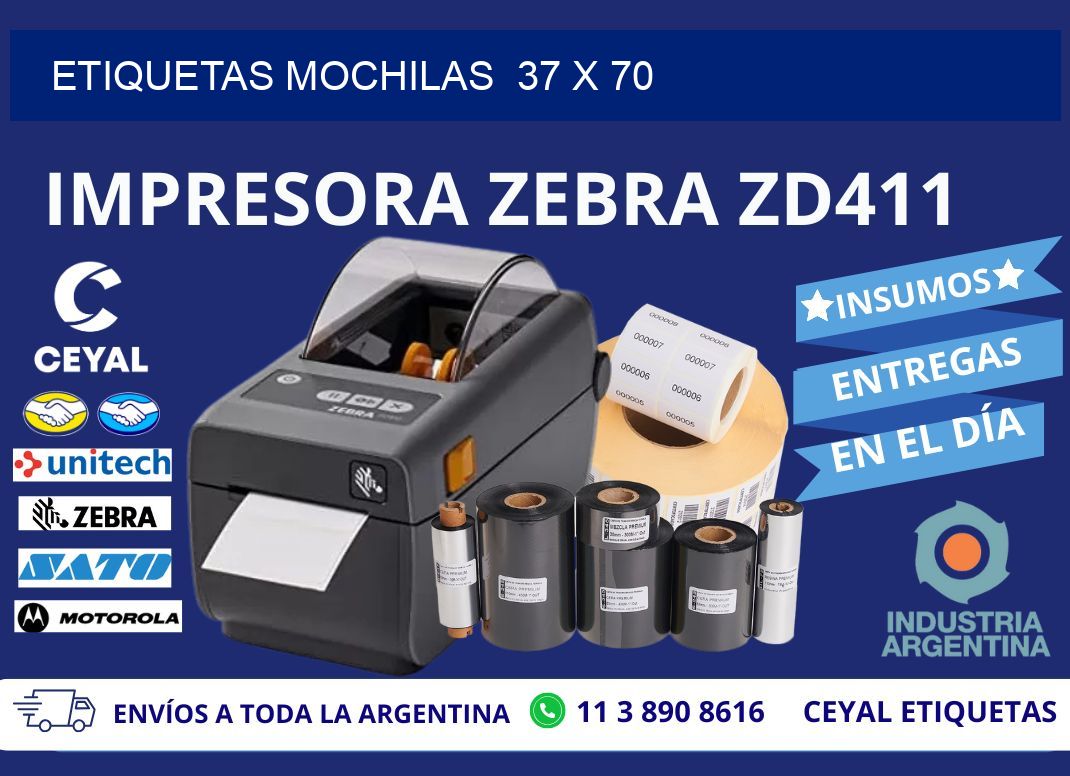 ETIQUETAS MOCHILAS  37 x 70