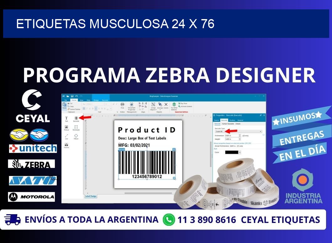 ETIQUETAS MUSCULOSA 24 x 76