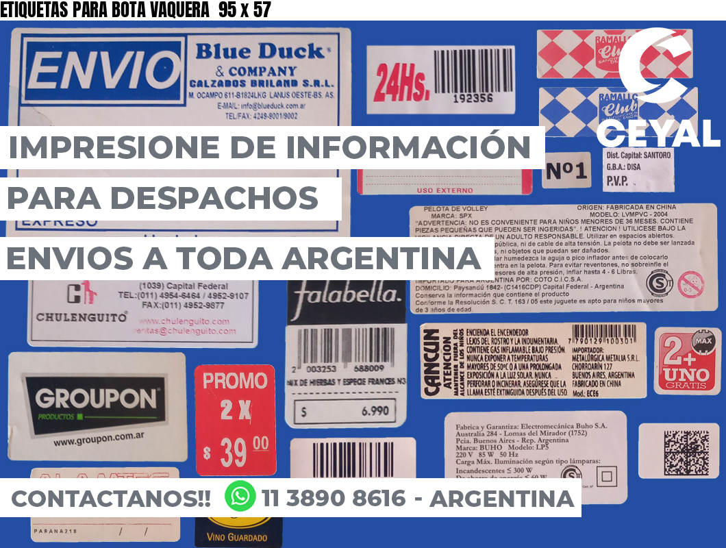 ETIQUETAS PARA BOTA VAQUERA  95 x 57