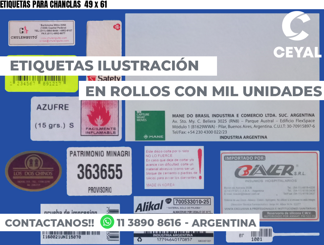 ETIQUETAS PARA CHANCLAS  49 x 61