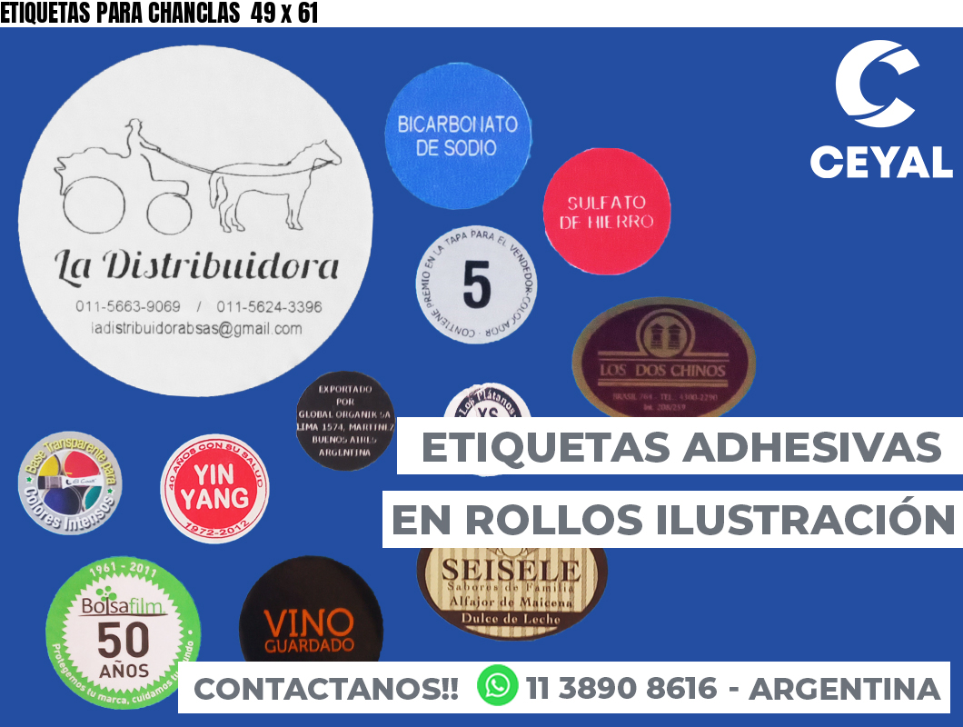 ETIQUETAS PARA CHANCLAS  49 x 61