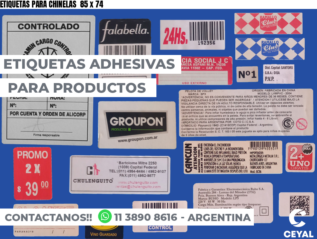 ETIQUETAS PARA CHINELAS  85 x 74