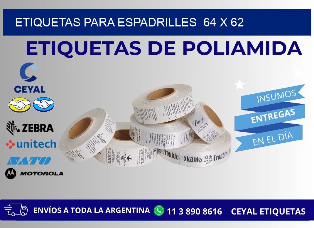 ETIQUETAS PARA ESPADRILLES  64 x 62