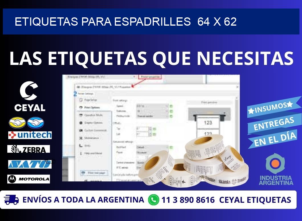 ETIQUETAS PARA ESPADRILLES  64 x 62