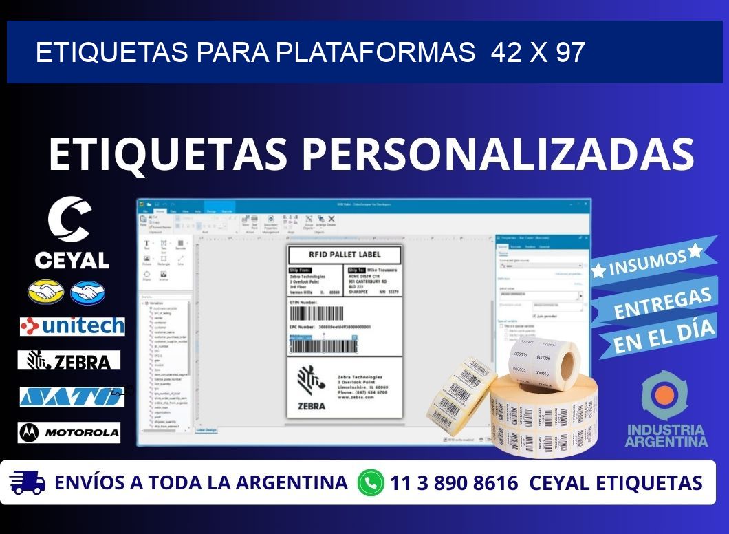 ETIQUETAS PARA PLATAFORMAS  42 x 97