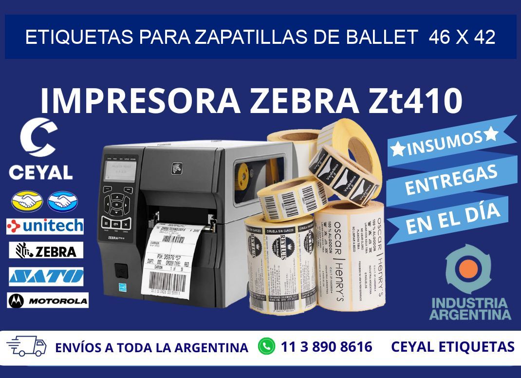 ETIQUETAS PARA ZAPATILLAS DE BALLET  46 x 42