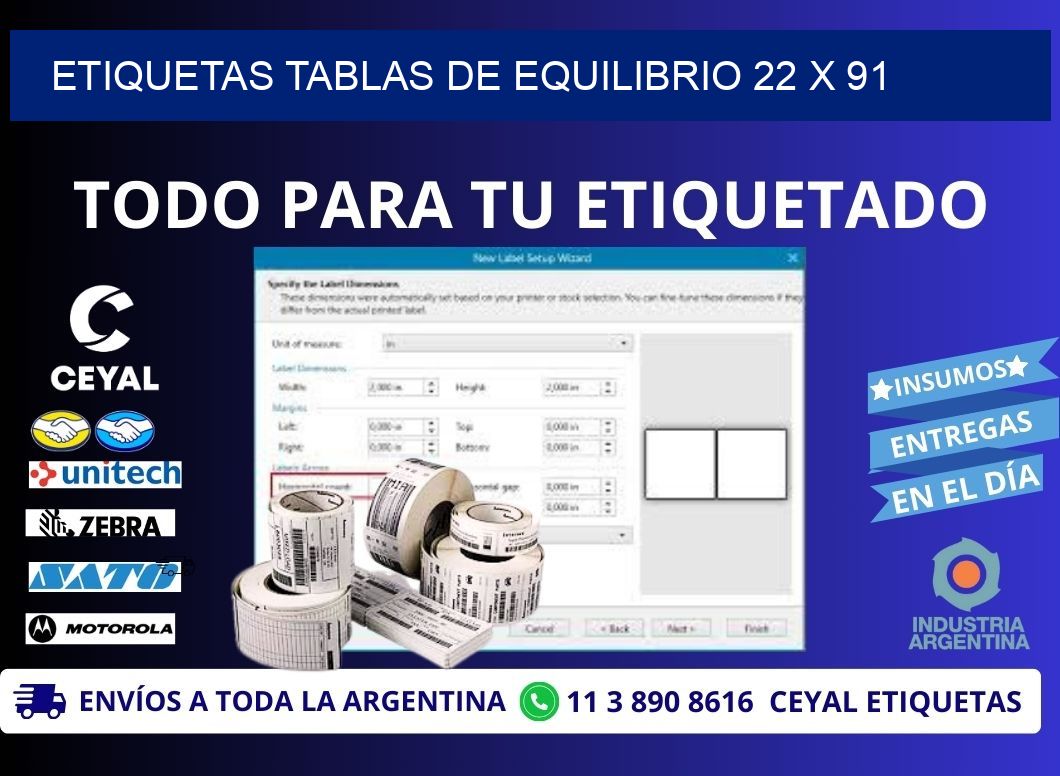 ETIQUETAS TABLAS DE EQUILIBRIO 22 x 91