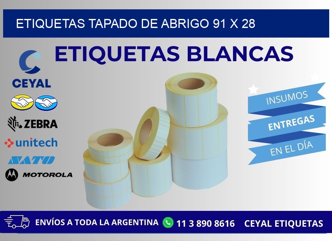ETIQUETAS TAPADO DE ABRIGO 91 x 28