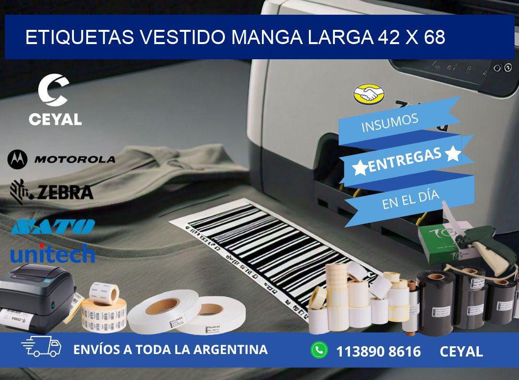 ETIQUETAS VESTIDO MANGA LARGA 42 x 68