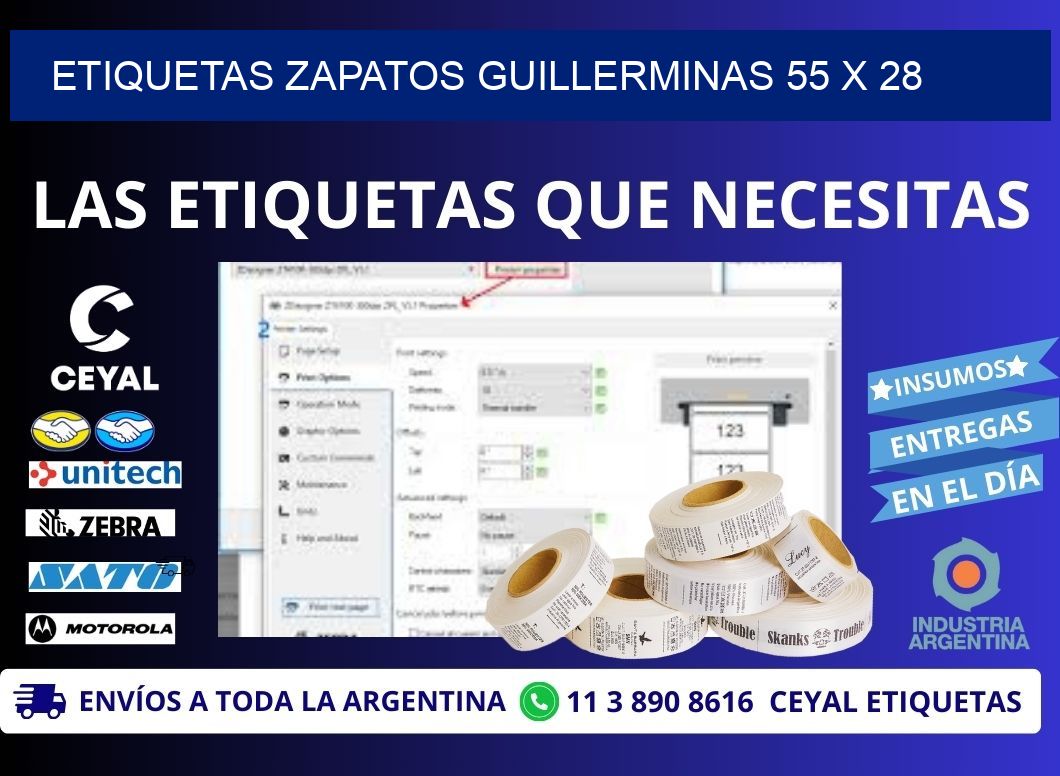 ETIQUETAS ZAPATOS GUILLERMINAS 55 x 28