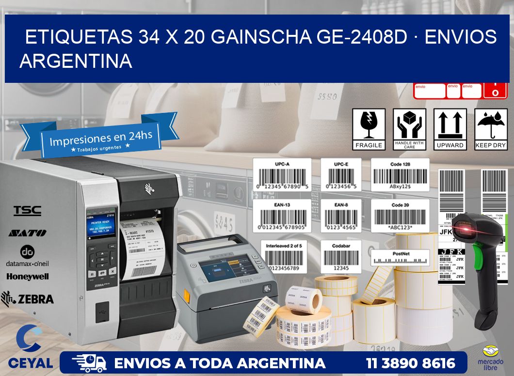 ETIQUETAS 34 x 20 GAINSCHA GE-2408D · ENVIOS ARGENTINA