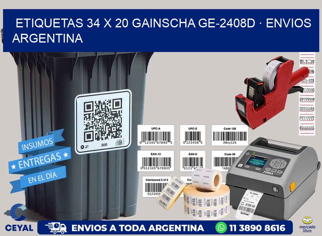 ETIQUETAS 34 x 20 GAINSCHA GE-2408D · ENVIOS ARGENTINA