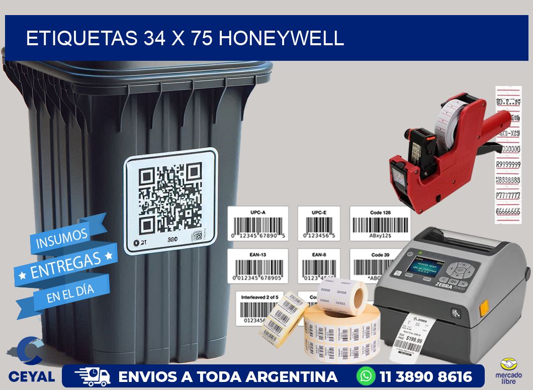ETIQUETAS 34 x 75 HONEYWELL