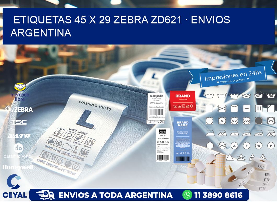 ETIQUETAS 45 x 29 ZEBRA ZD621 · ENVIOS ARGENTINA