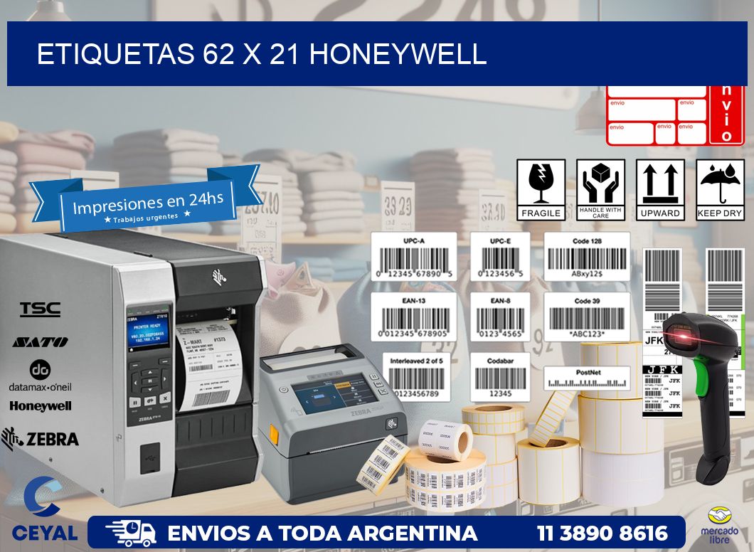 ETIQUETAS 62 x 21 HONEYWELL