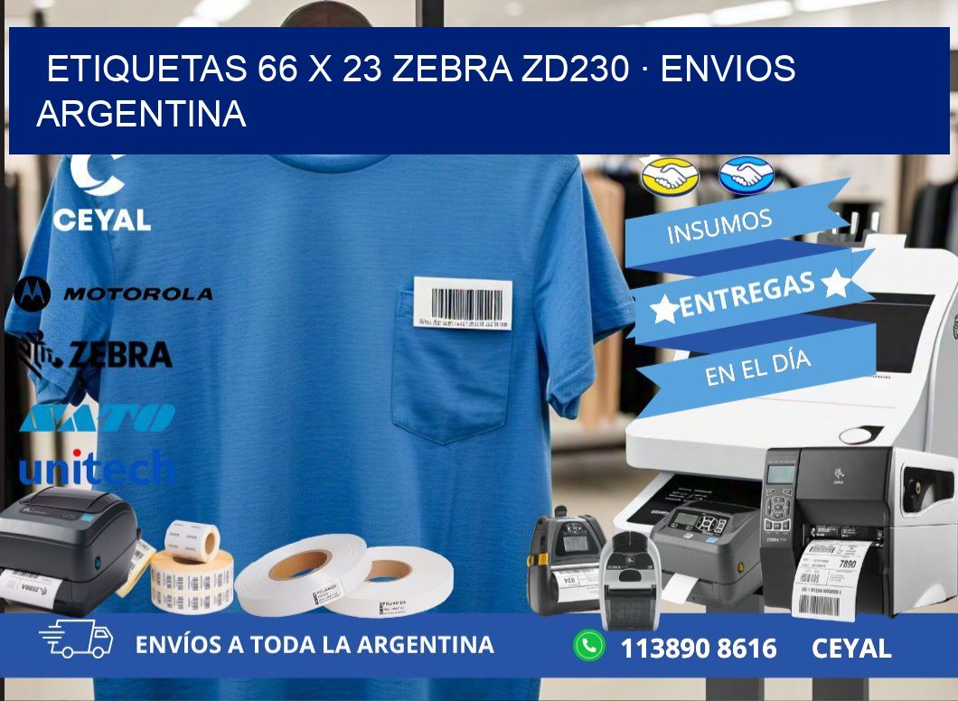 ETIQUETAS 66 x 23 ZEBRA ZD230 · ENVIOS ARGENTINA