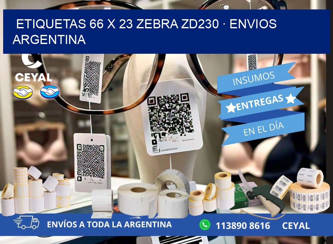 ETIQUETAS 66 x 23 ZEBRA ZD230 · ENVIOS ARGENTINA