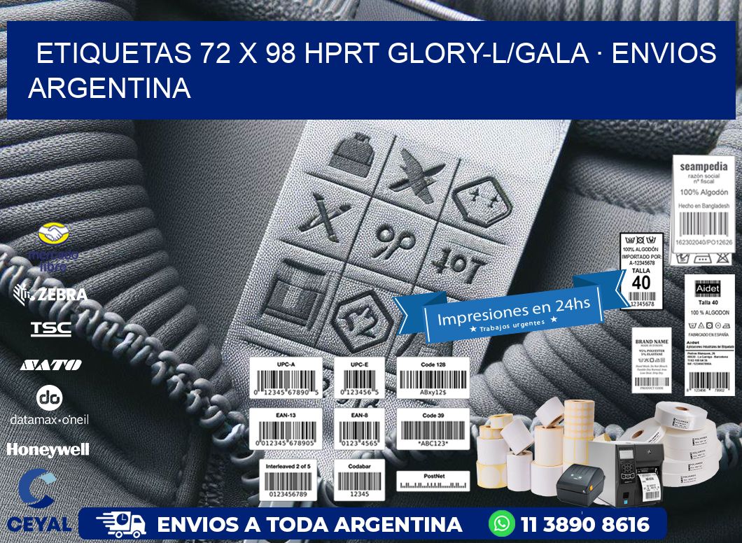 ETIQUETAS 72 x 98 HPRT GLORY-L/GALA · ENVIOS ARGENTINA