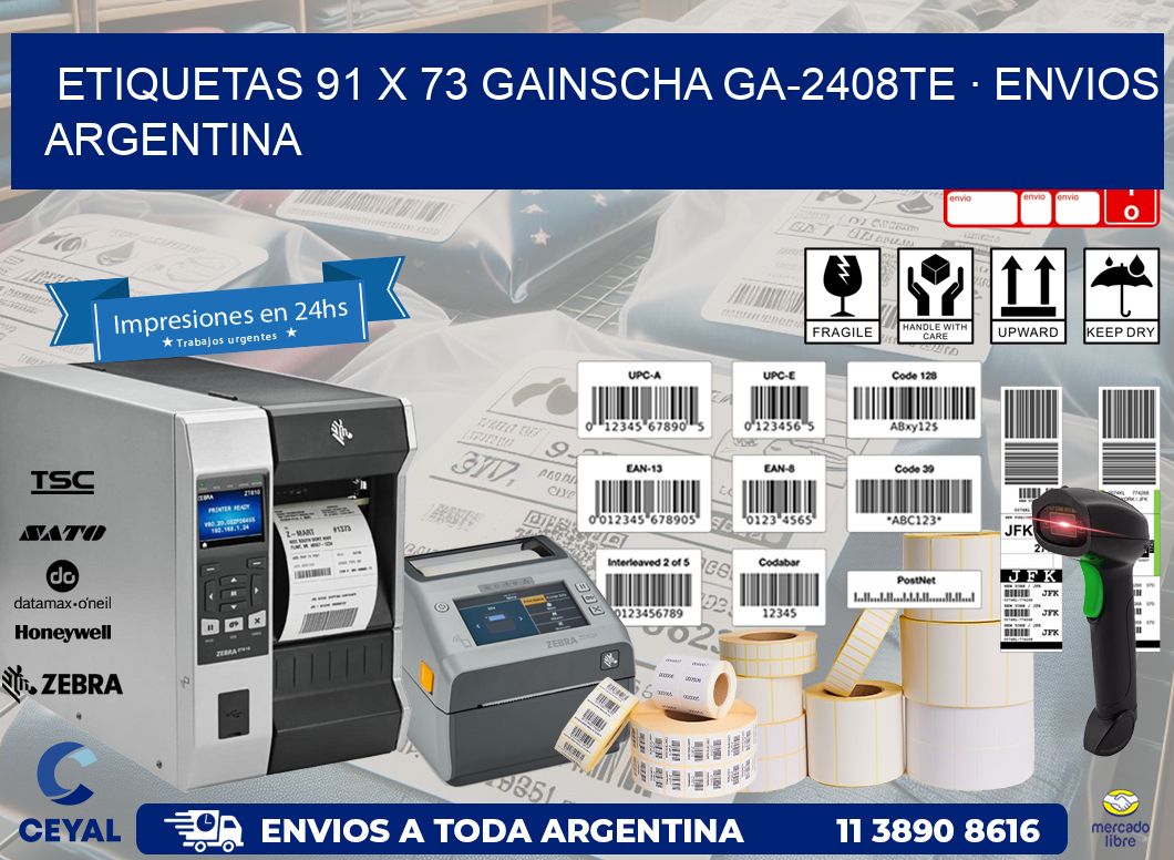 ETIQUETAS 91 x 73 GAINSCHA GA-2408TE · ENVIOS ARGENTINA