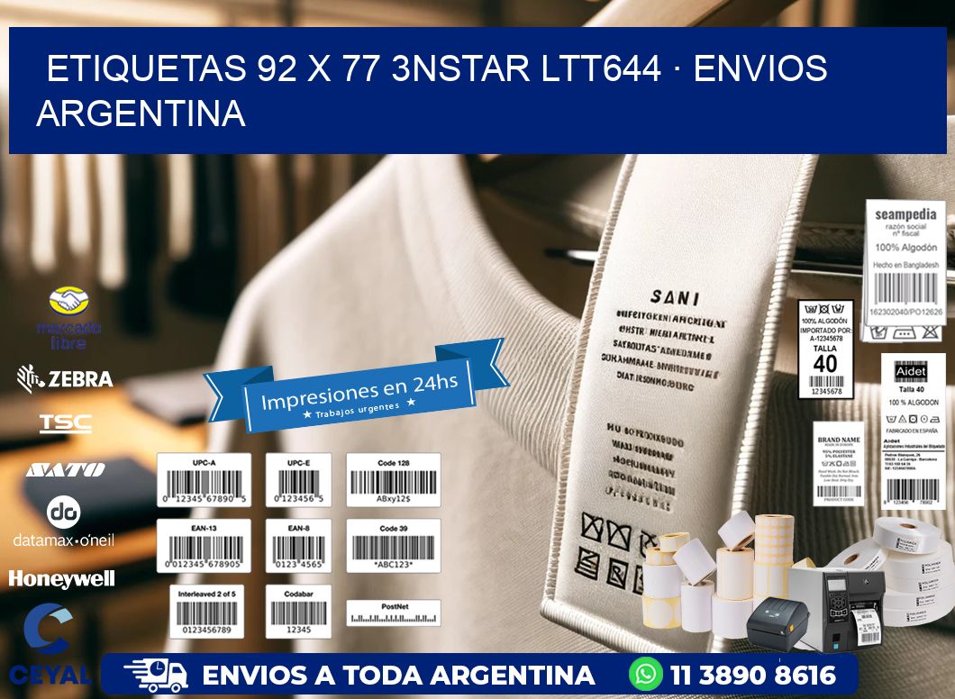 ETIQUETAS 92 x 77 3NSTAR LTT644 · ENVIOS ARGENTINA