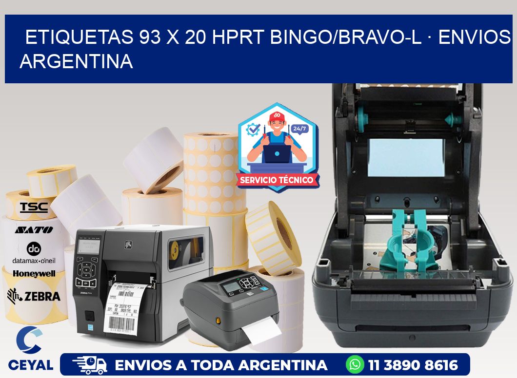 ETIQUETAS 93 x 20 HPRT BINGO/BRAVO-L · ENVIOS ARGENTINA