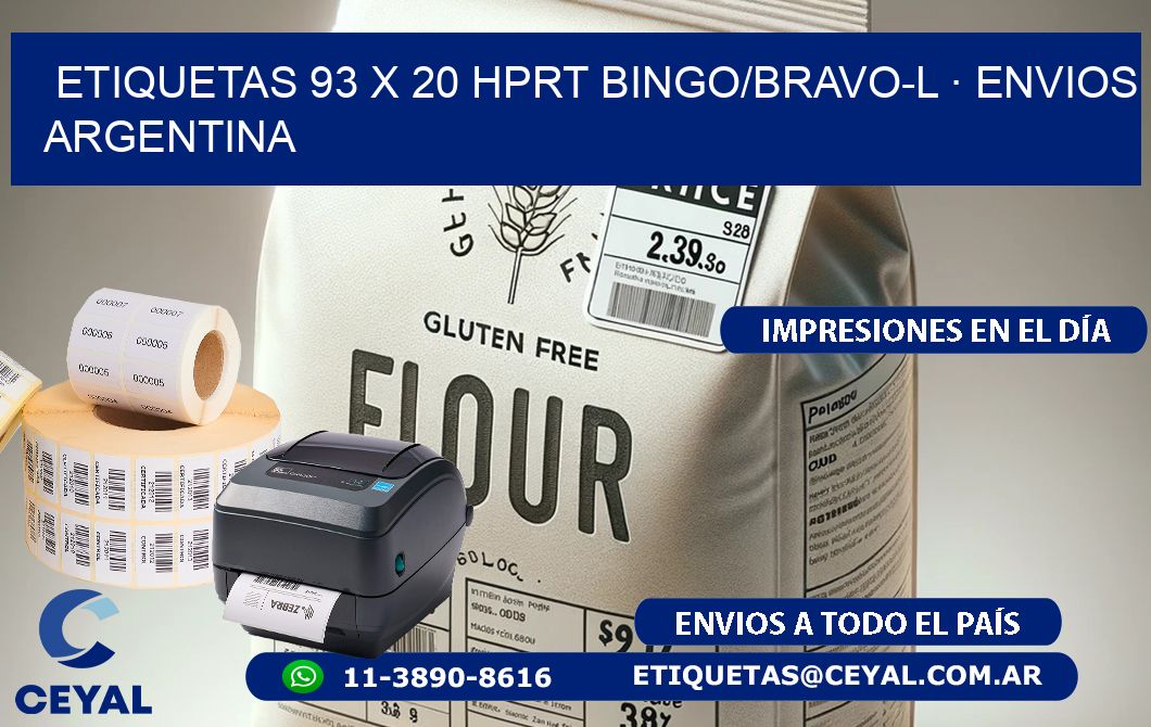 ETIQUETAS 93 x 20 HPRT BINGO/BRAVO-L · ENVIOS ARGENTINA